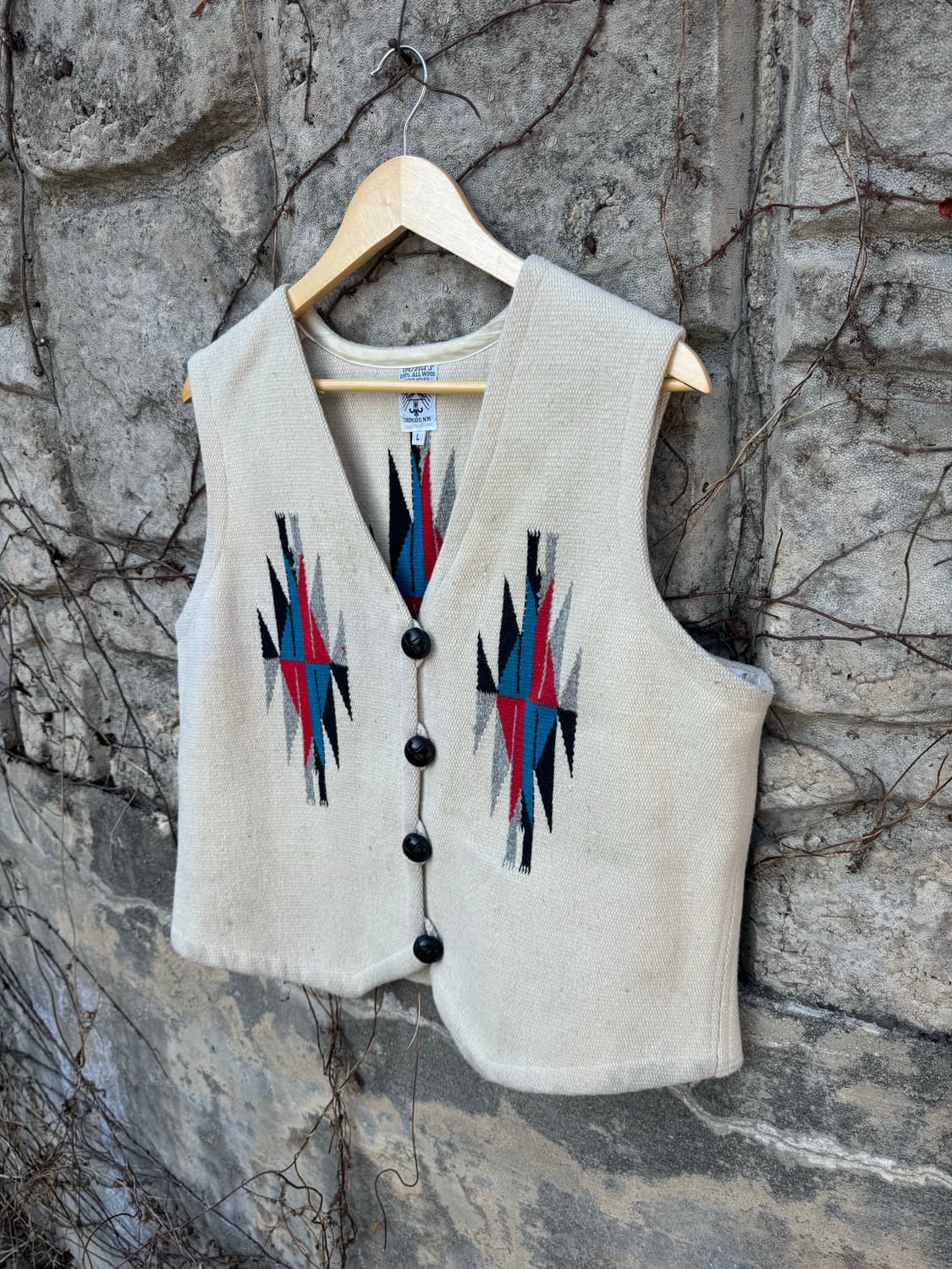 오르테가 핸드 우븐 울 치마요 베스트 나바호 웨스턴 조끼 빈티지 상품이미지3