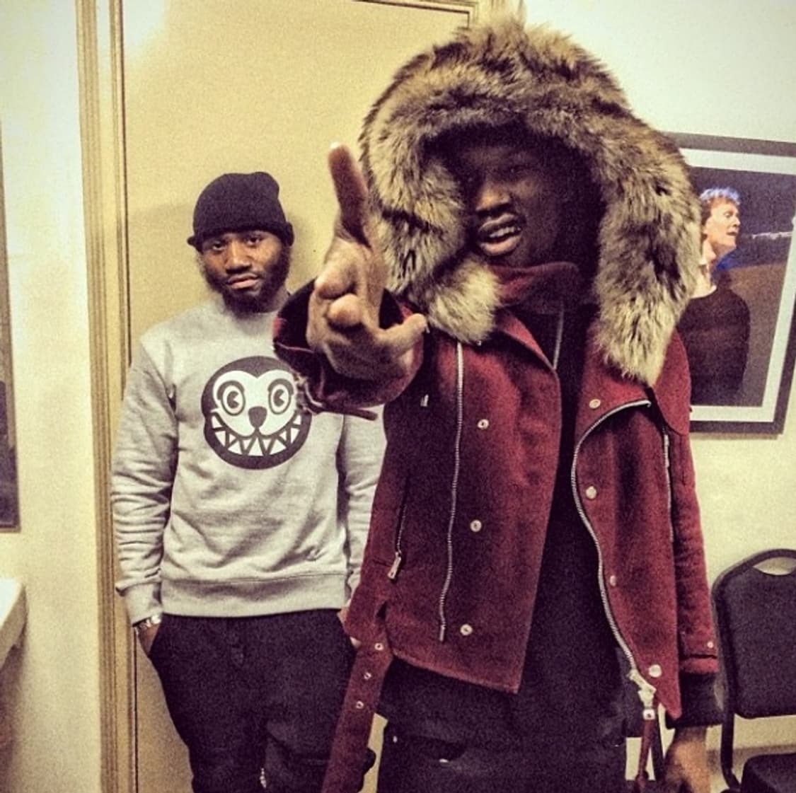 발망 라쿤 퍼 트리밍 후드 바이커 자켓 상품이미지1