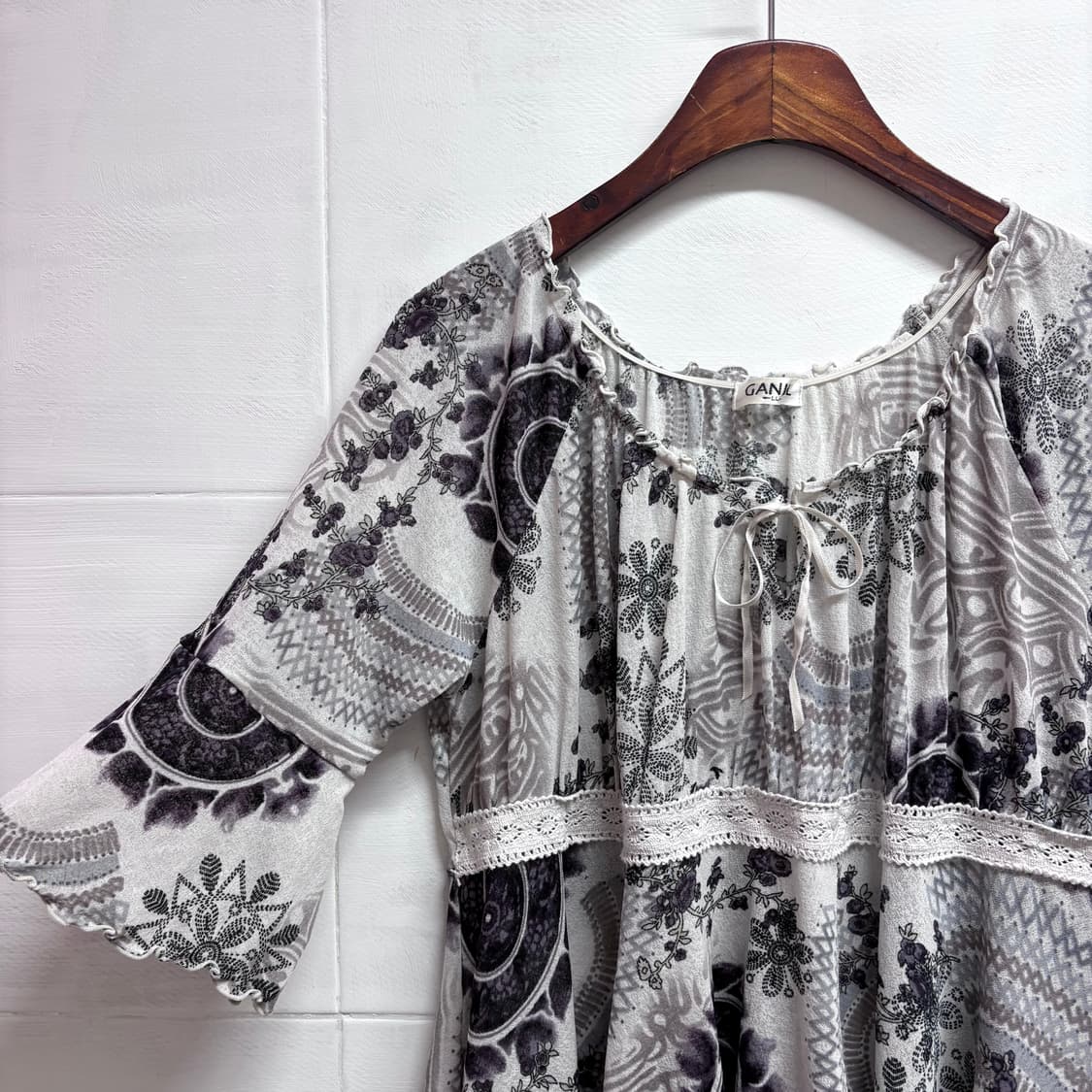 GANIEL 히피 페이즐리 페어리 언발 프릴 블라우스 JPN 상품이미지2