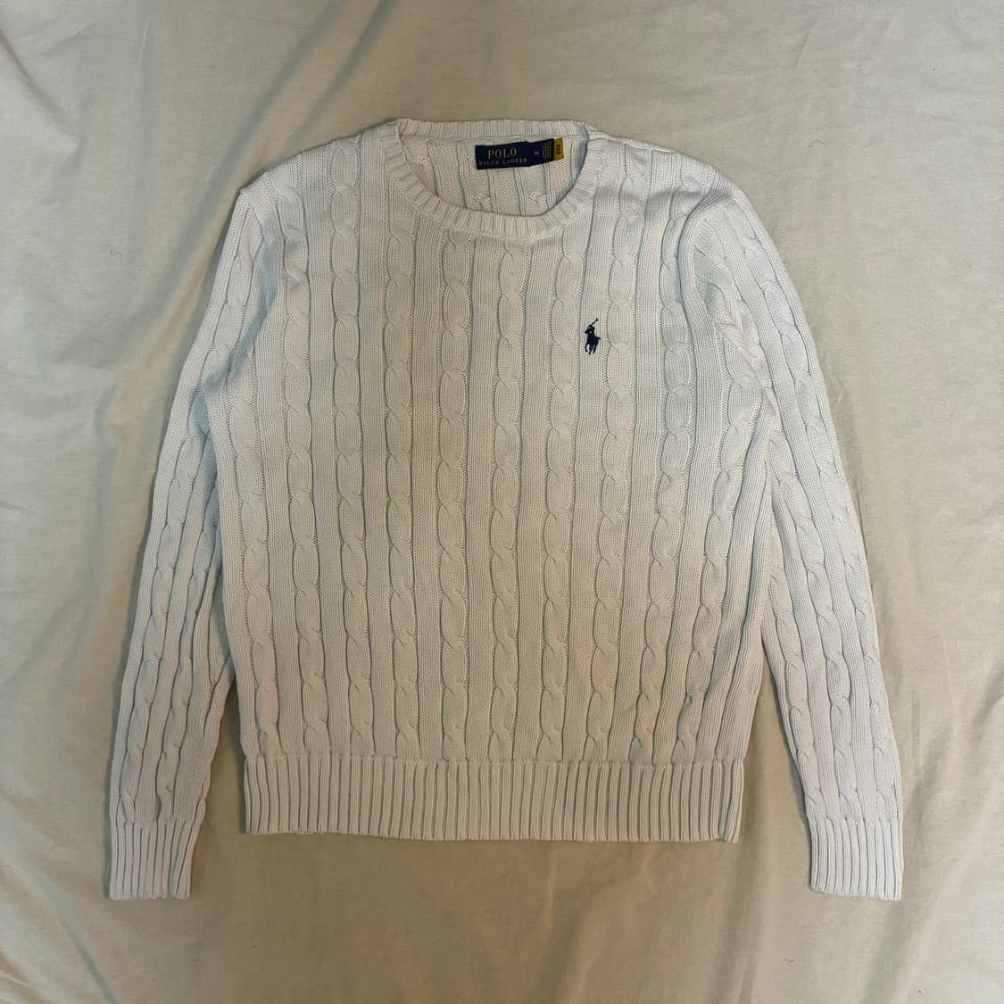 (정품QR) 폴로 꽈배기 니트 화이트 M 상품이미지2