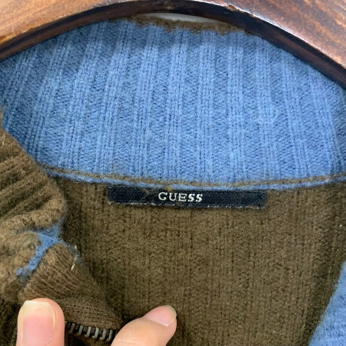 게스 브라운 골지 니트 집업 상품이미지6