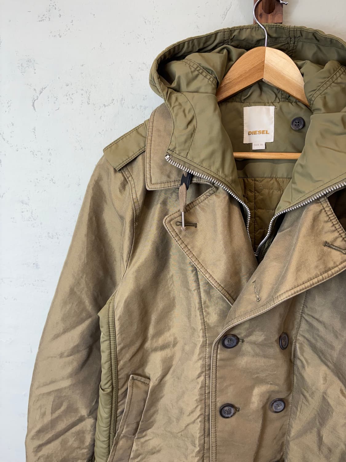 디젤 00s 빈티지 더블버튼 퀼티드 후드 자켓 상품이미지7
