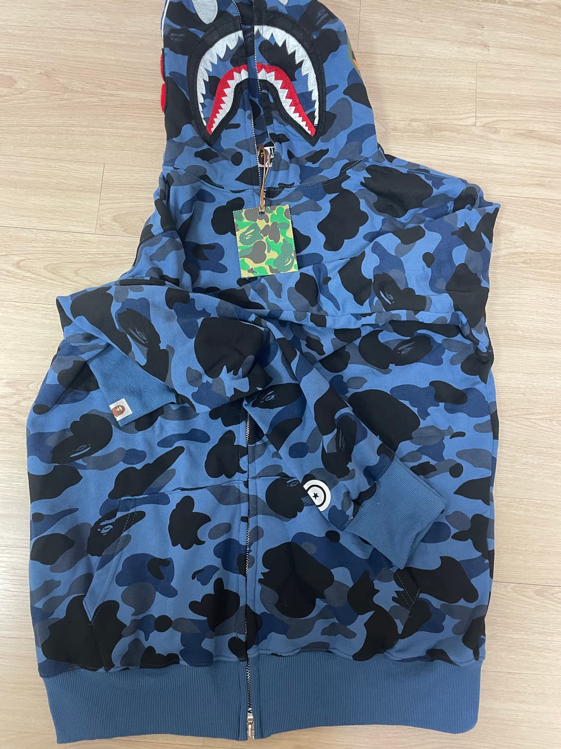 BAPE 베이프 컬러 카모 샤크 풀 집업 네이비 상품이미지2