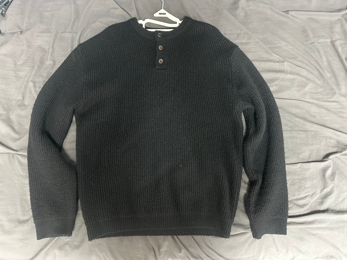 르아르 오버핏 헨리넥 니트 블랙 상품이미지3