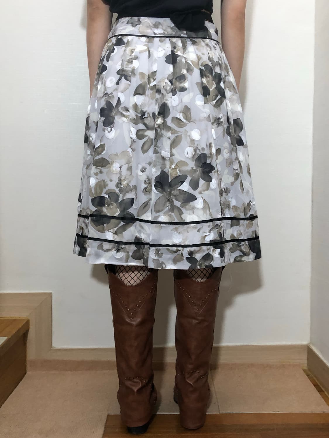 빈티지 라이트 그레이 플라워 스커트 상품이미지7