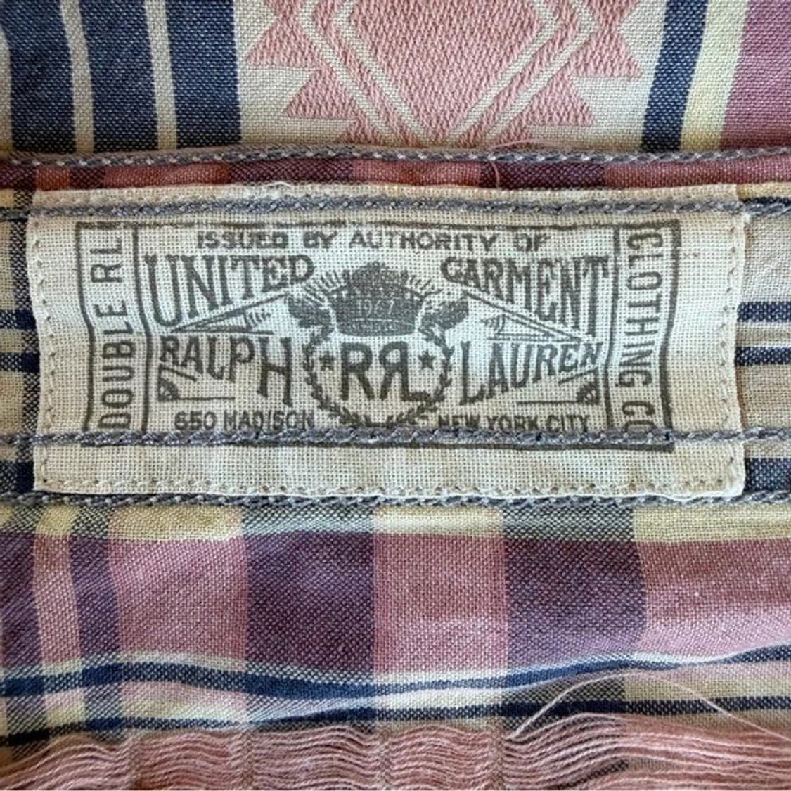 RRL 더블알엘 자카드 마드라스 워크셔츠 핑크/인디고 상품이미지8