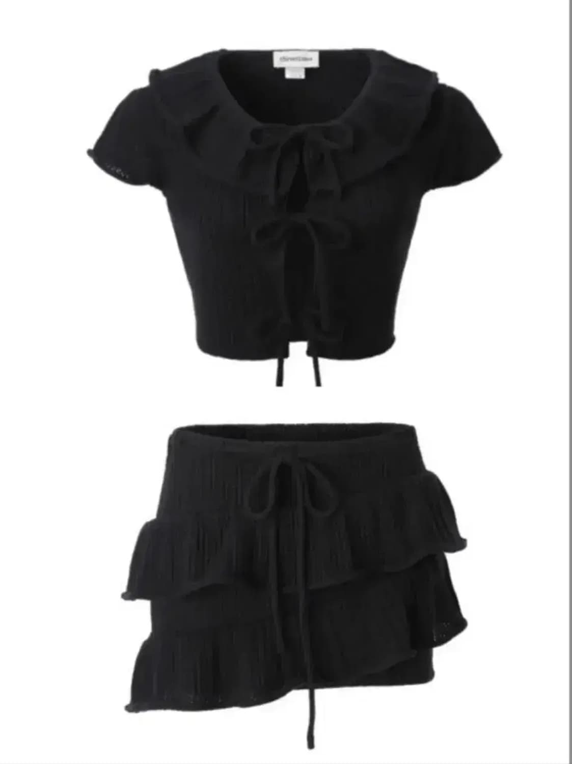 쓰리타임즈 버니 셋업 가디건 스커트 세트 상품이미지1