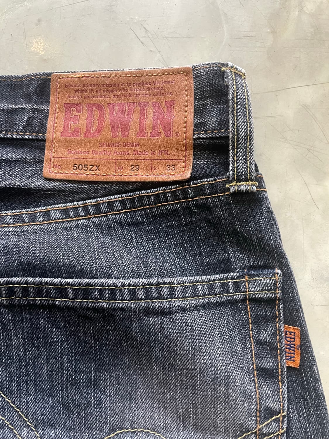 EDWIN 505ZX SELVAGE BLACK DENIM 29x33 상품이미지6