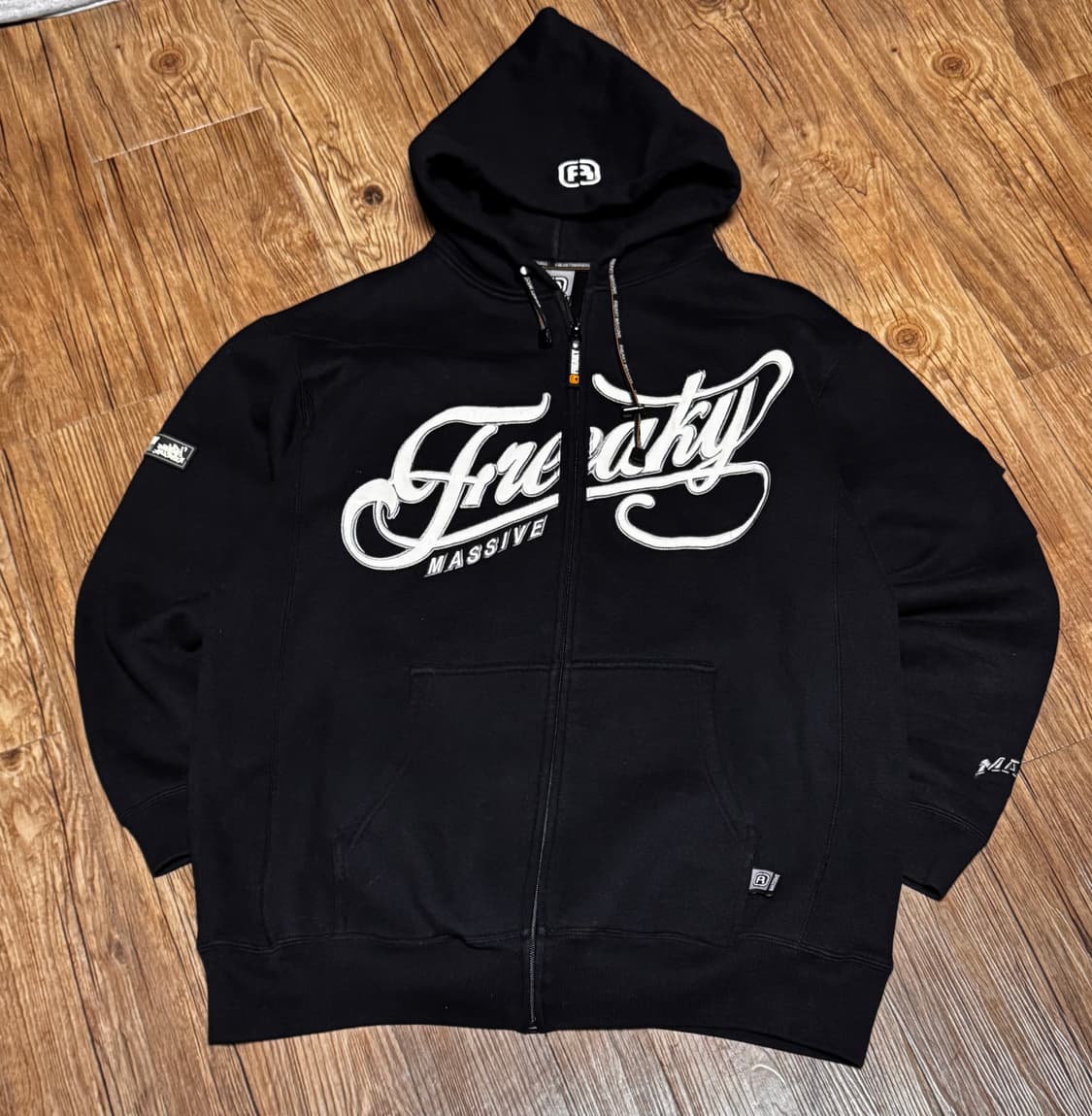 [XL] 프리키 올드스쿨 힙합 레터링 후드 집업 상품이미지2