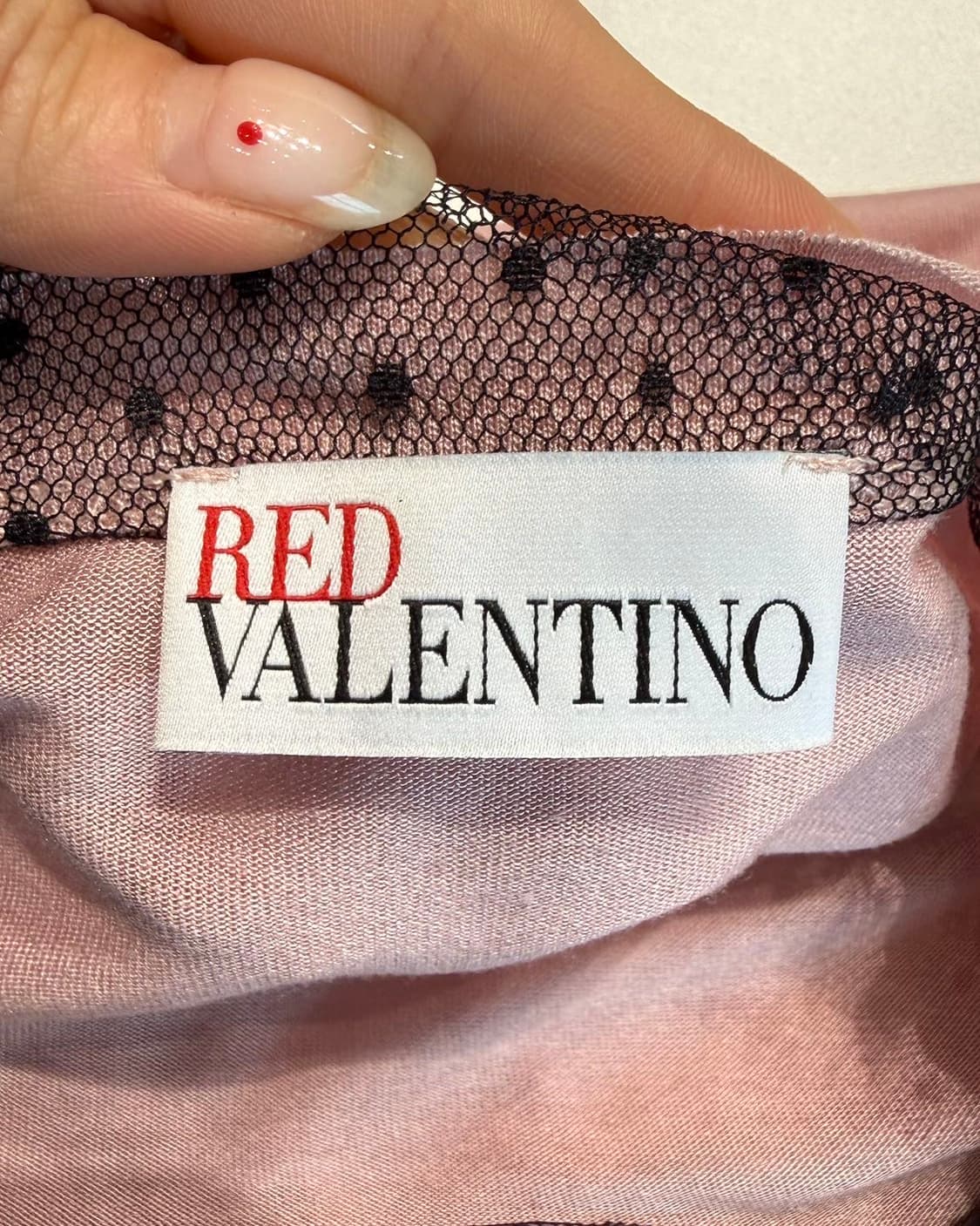 레드 발렌티노 핑크 시스루 리본 하프티 상품이미지7