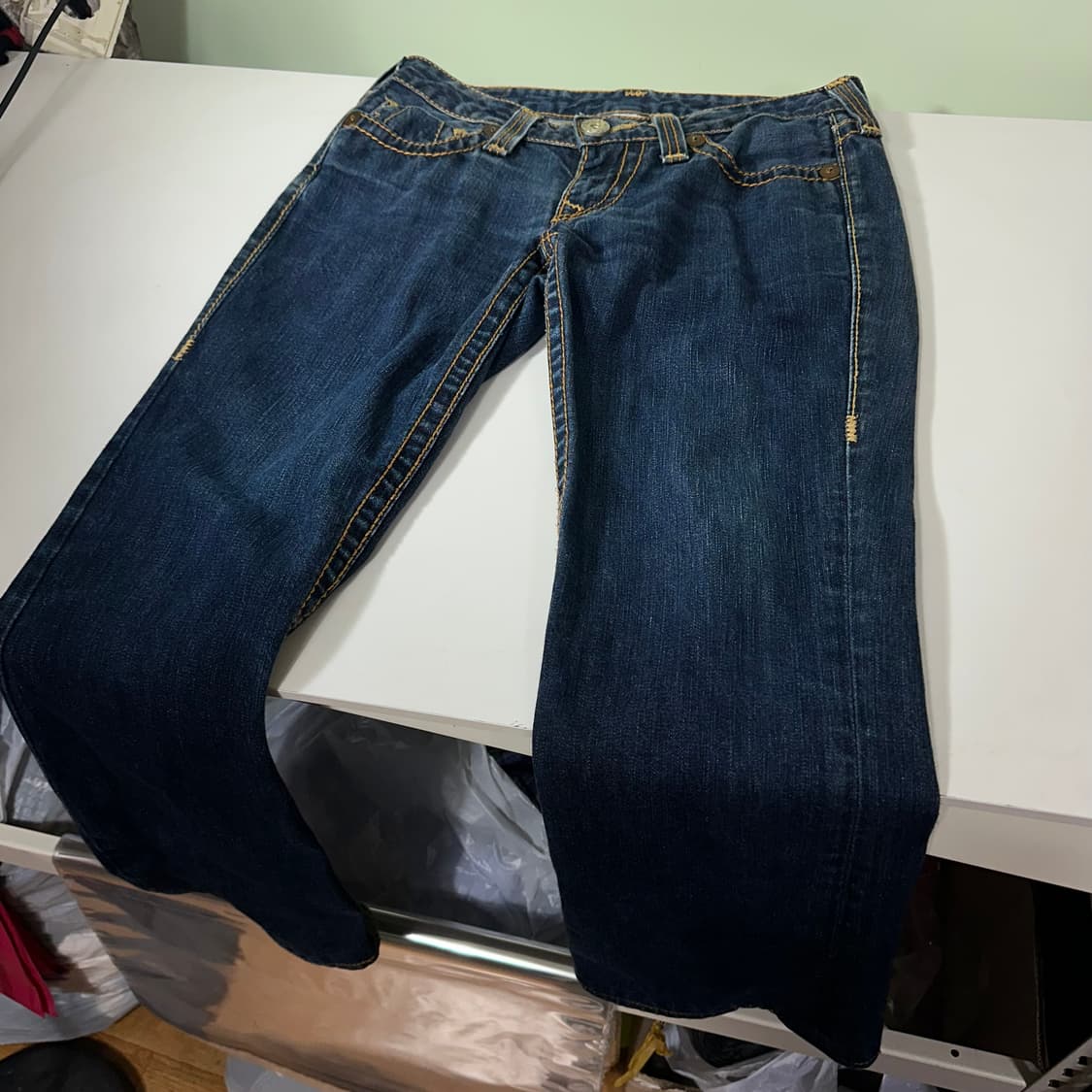 우먼M-L 트루릴리전 진청워시드 부츠컷 플레어 데님팬츠 상품이미지3