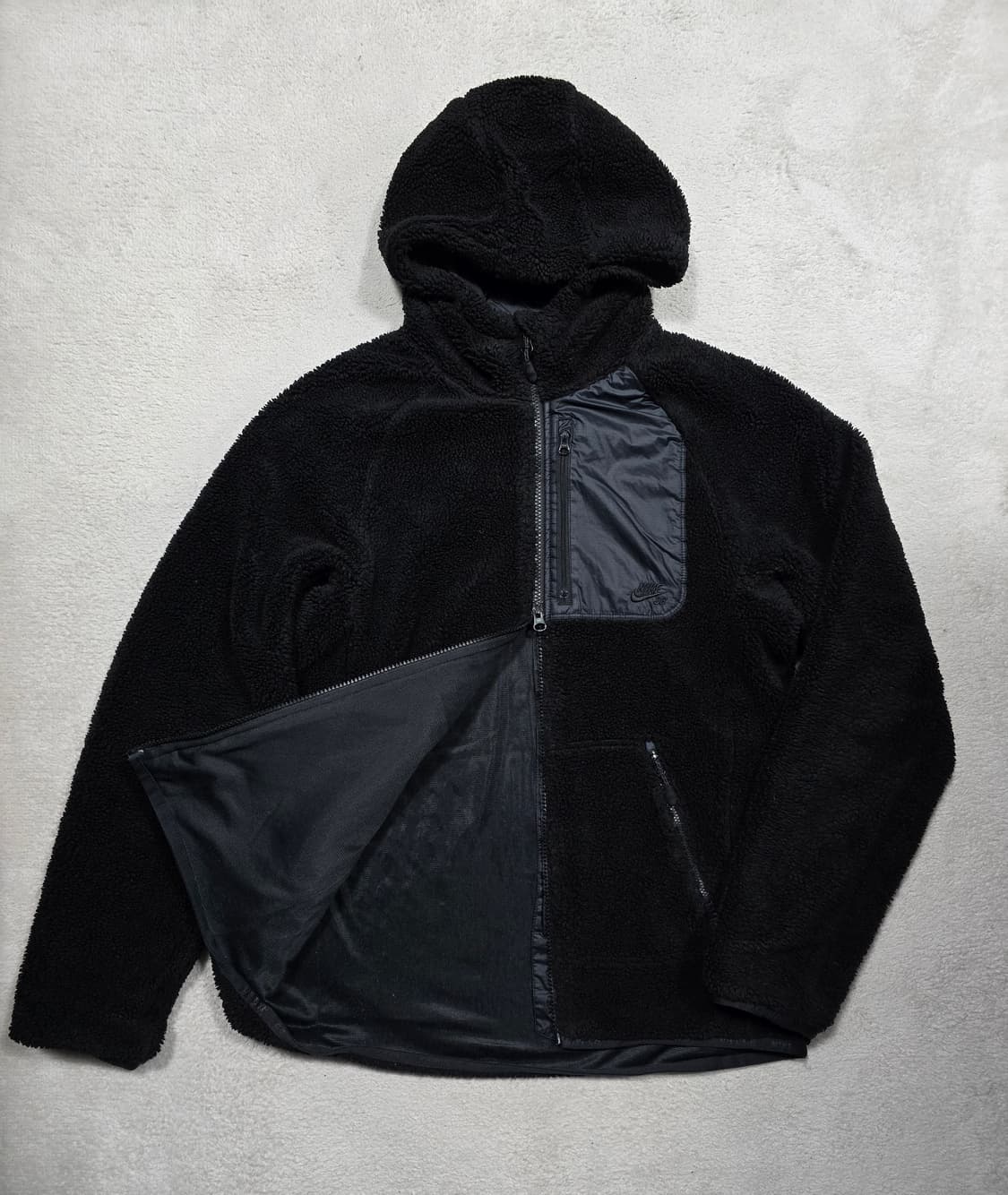 나이키 뽀글이 후리스 후드 집업 자켓 블랙 상품이미지1