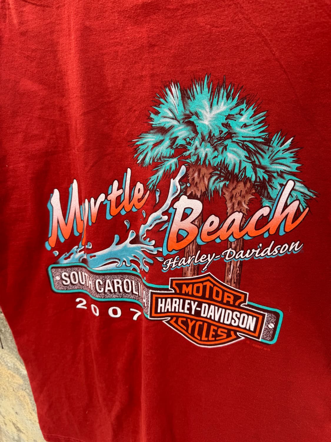 00s 할리데이비슨 빈티지 2007 헤인즈 로고 프린팅 반팔 티셔츠 상품이미지4