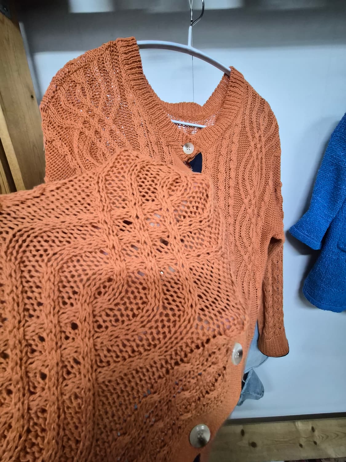 카멜오렌지 케이블 춘하 니트 가디건 상품이미지5