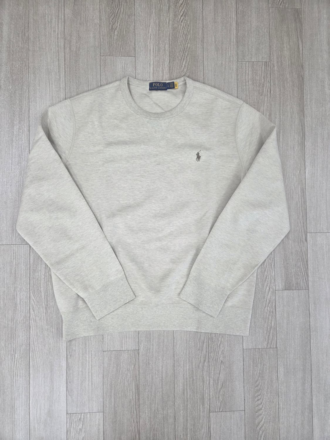 (1회착용)폴로 더블니트 맨투맨 오트밀 듄탄 그레이 베이지 L 상품이미지1