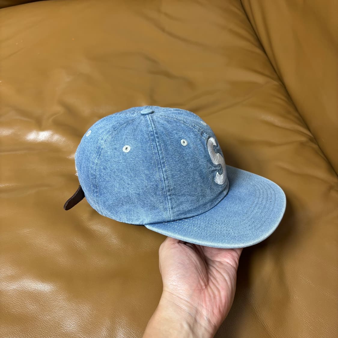 Supreme 슈프림 워시드 데님 s로고 6패널 볼캡 모자 Denim 상품이미지3