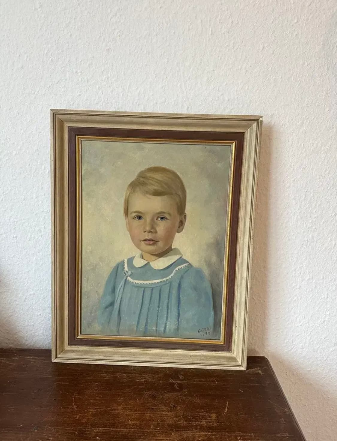 독일)빈티지 소녀 유화액자(핸드페인팅) 상품이미지1