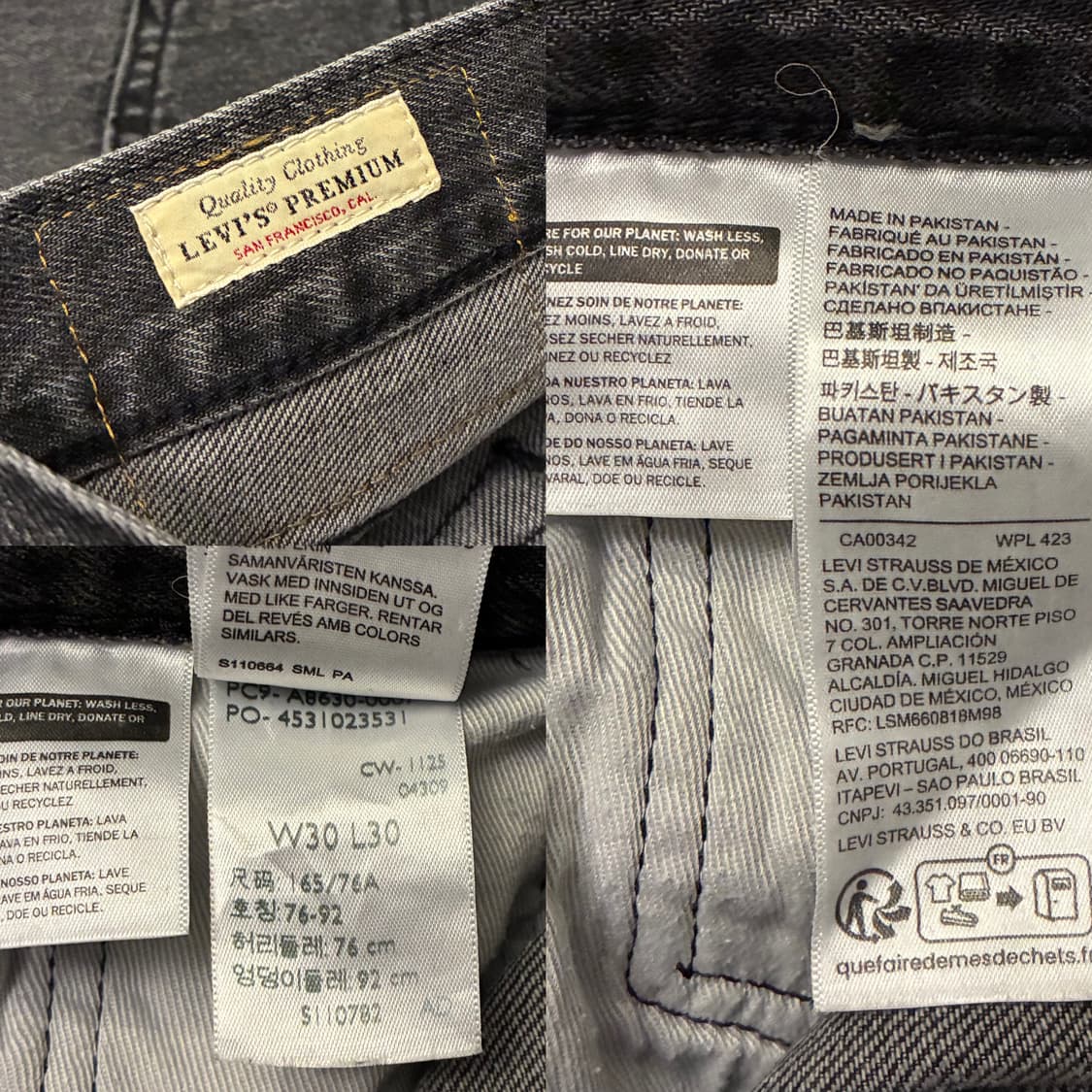 (31)리바이스 567 프리미엄 빅E 릴렉스 플레어 흑청 데님 청바지 상품이미지9