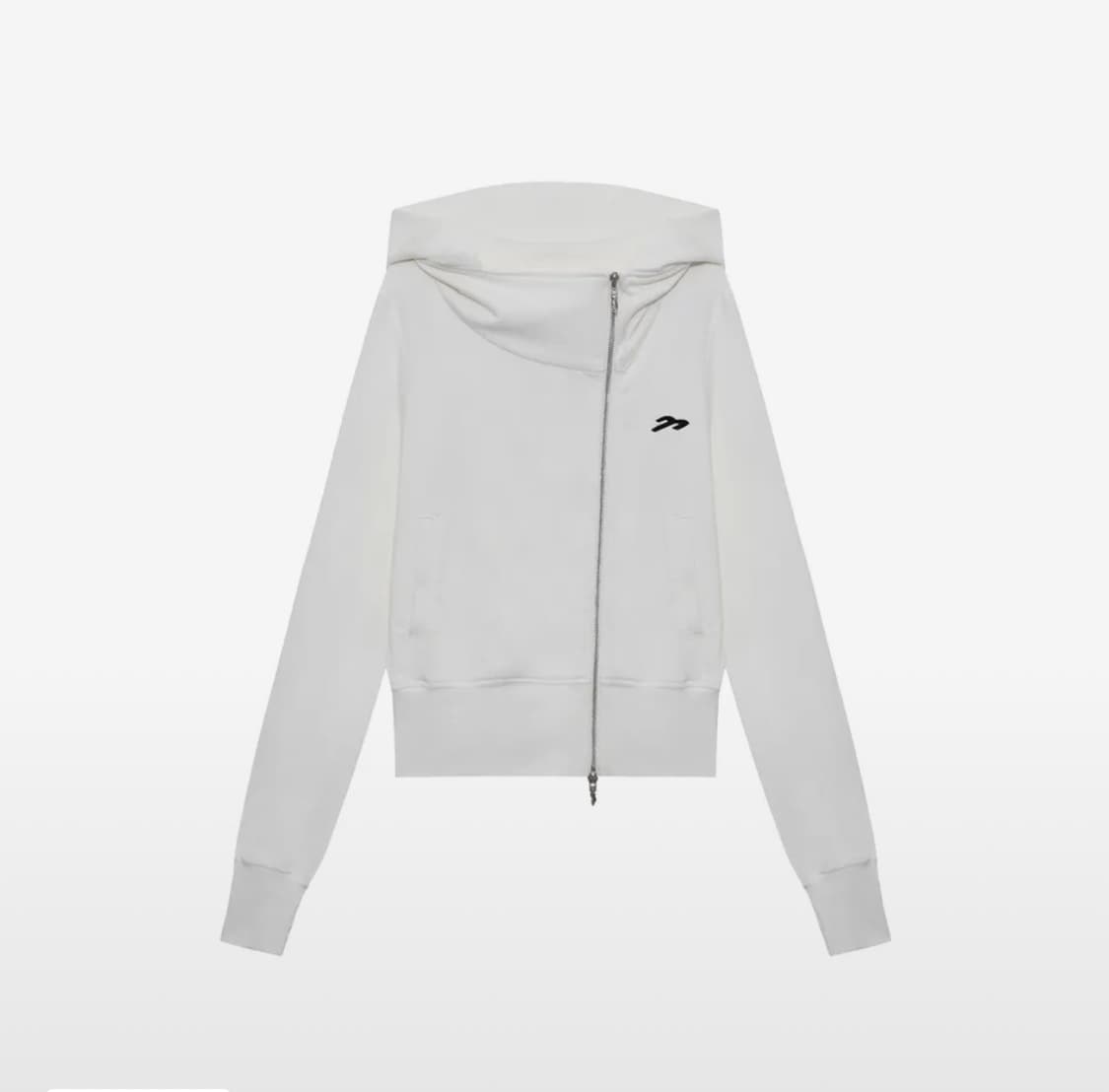 (2사이즈) 송이송이X탄산 혼 아플리케 사이드 지퍼 후드집업 (화이트) 상품이미지1