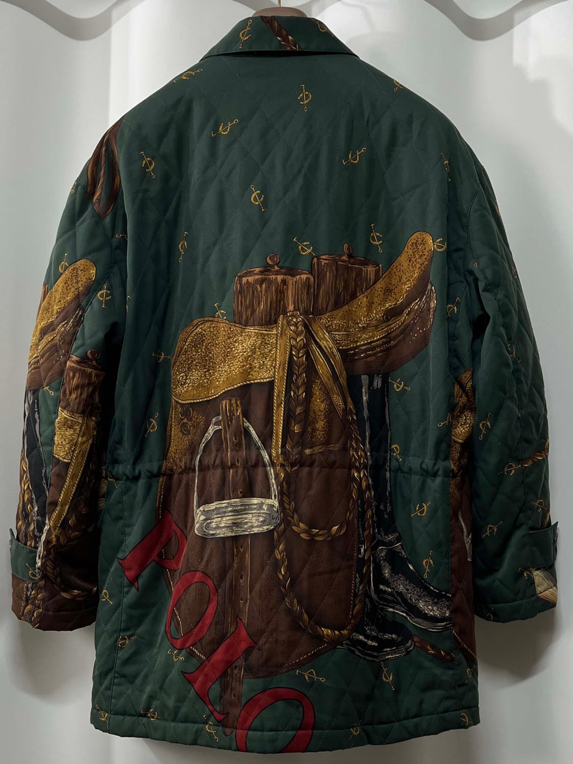 90's 폴로 랄프로렌 홀스빗 올오버 그래피티 퀼티드 헌팅 카코트 자켓 상품이미지2