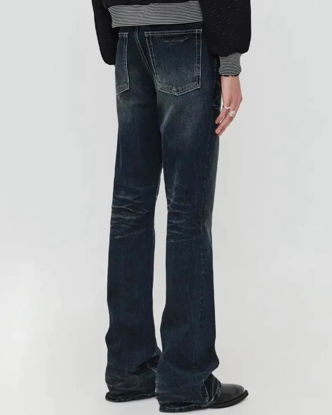 [48] 엘무드 슬래시 플레어 부츠컷 데님 팬츠 트루블루 상품이미지7