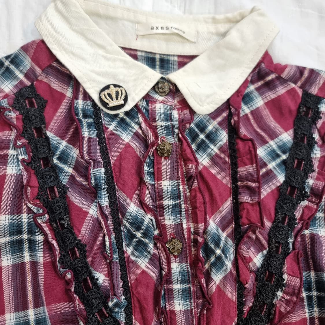 axes femme 체크 레이스 모리걸 원피스 상품이미지6