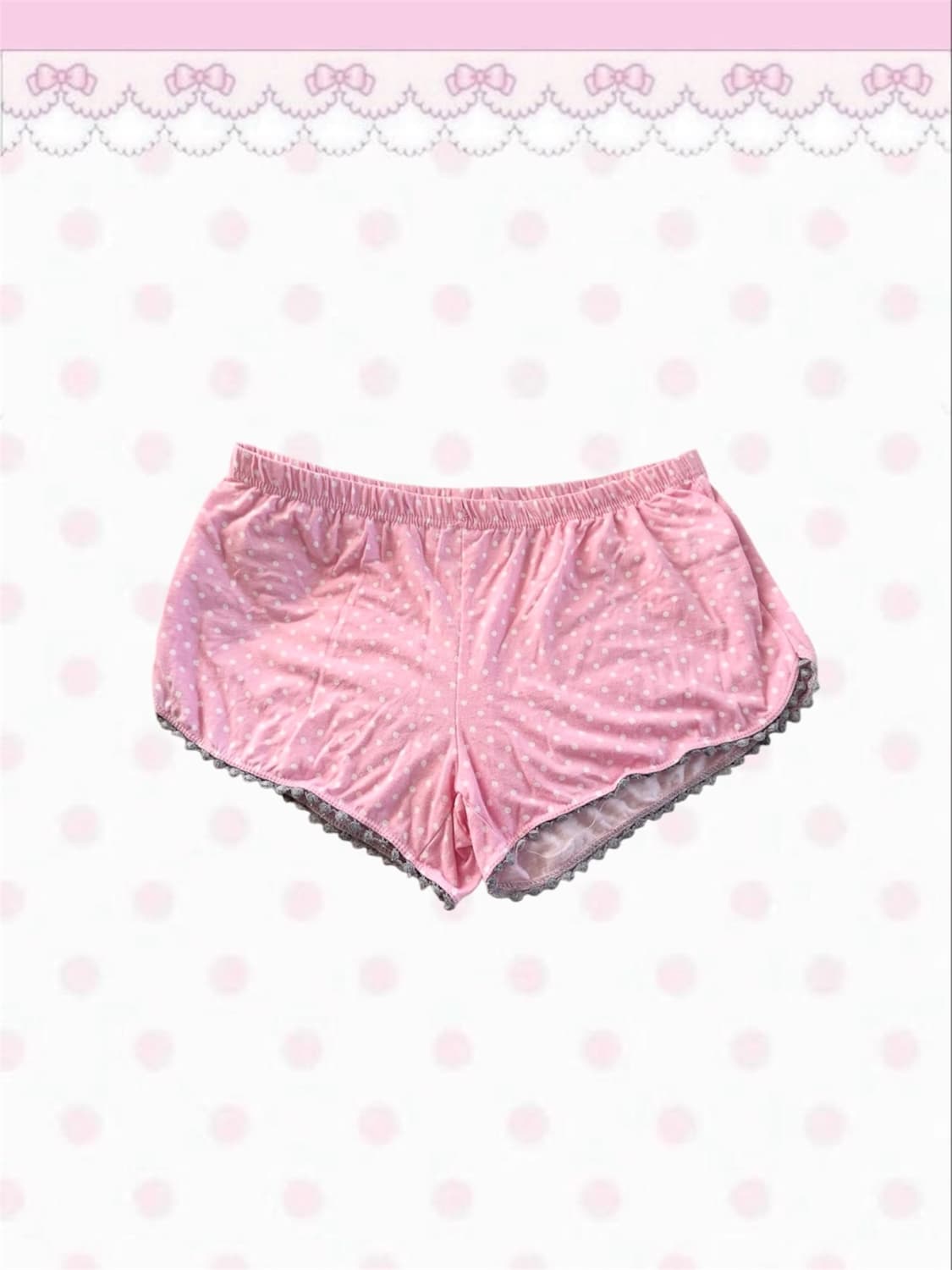 빈티지 핑크 화이트 도트 레이스 숏팬츠 폴웨어 상품이미지1