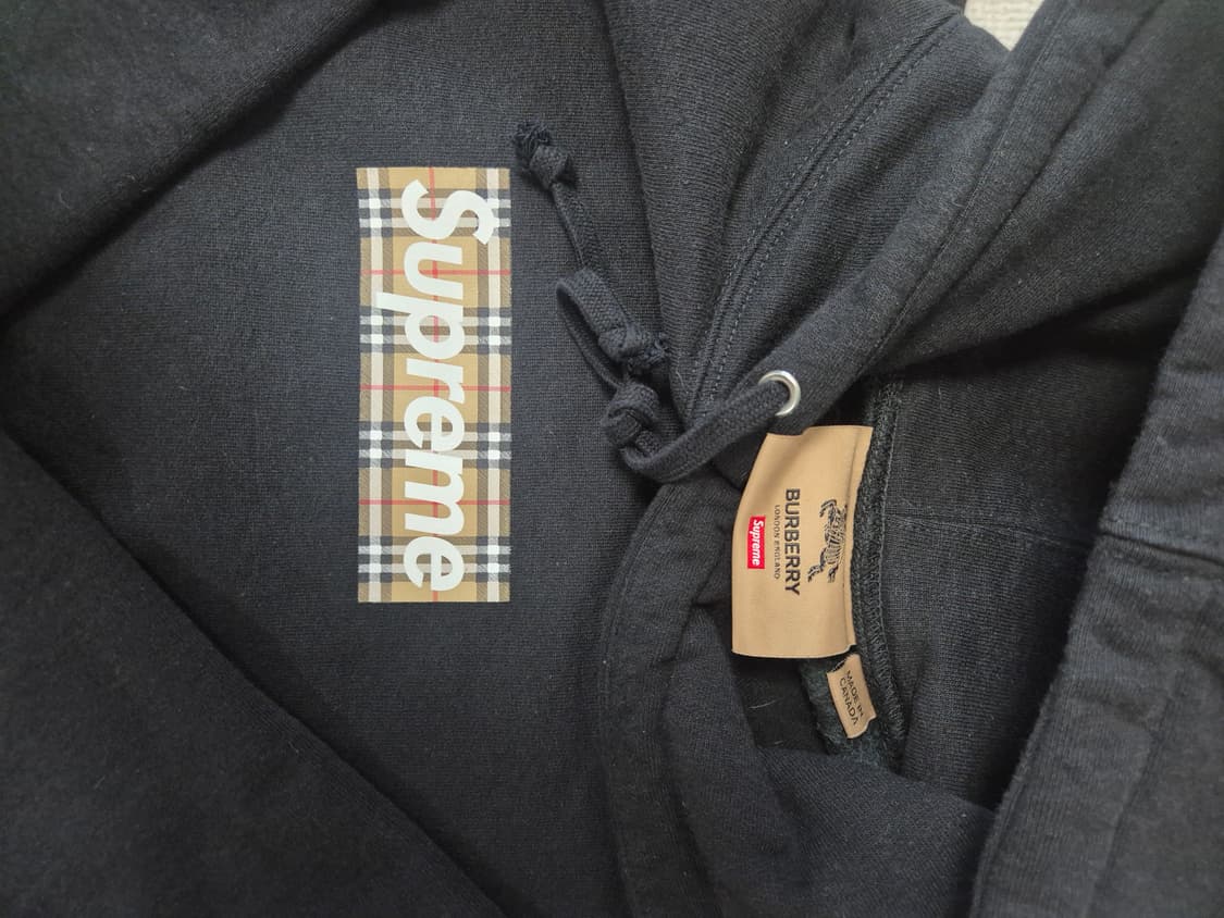 슈프림 버버리 박스로고 블랙 후드 XL 상품이미지3