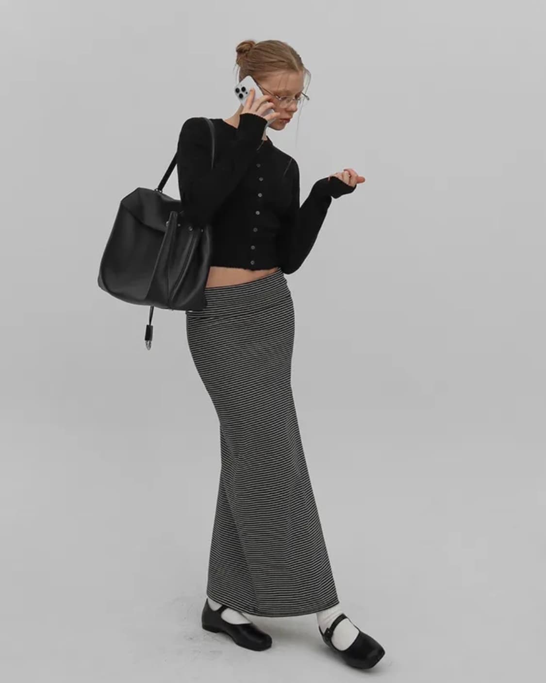 블랙업 폴딩 롱스커트 상품이미지2