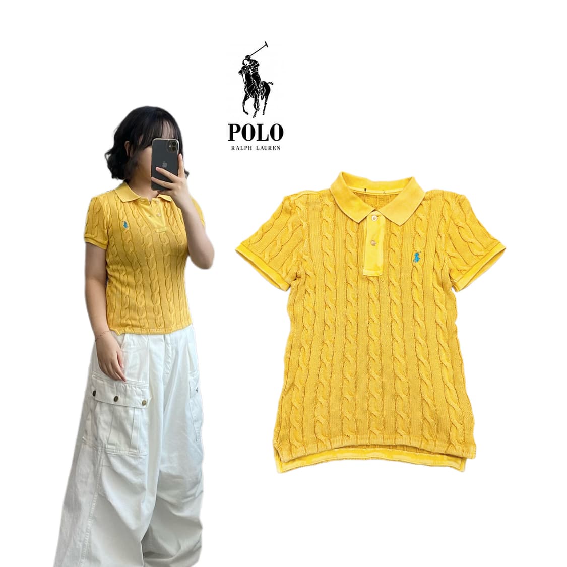 폴로 포니 PK 꽈배기 반팔 니트 상품이미지1