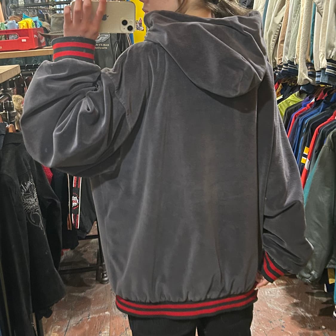 [HI] VTG 벨벳 후드집업 차콜 상품이미지5