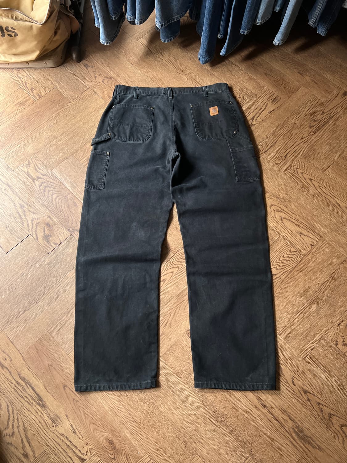 [34]칼하트 USA 빈티지 워싱 블랙 더블니 워크 팬츠 상품이미지2