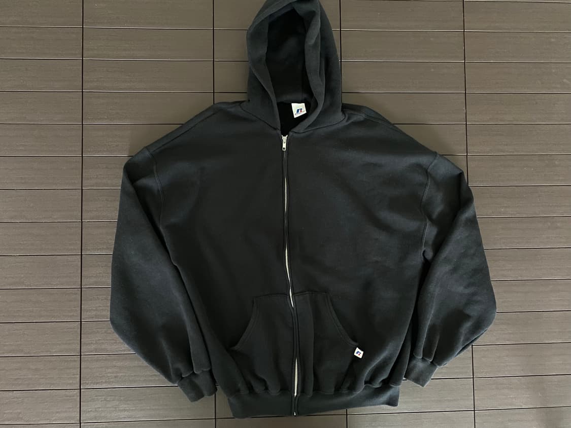 (XL) 00s 빈티지 러셀 후드집업 블랙 상품이미지1