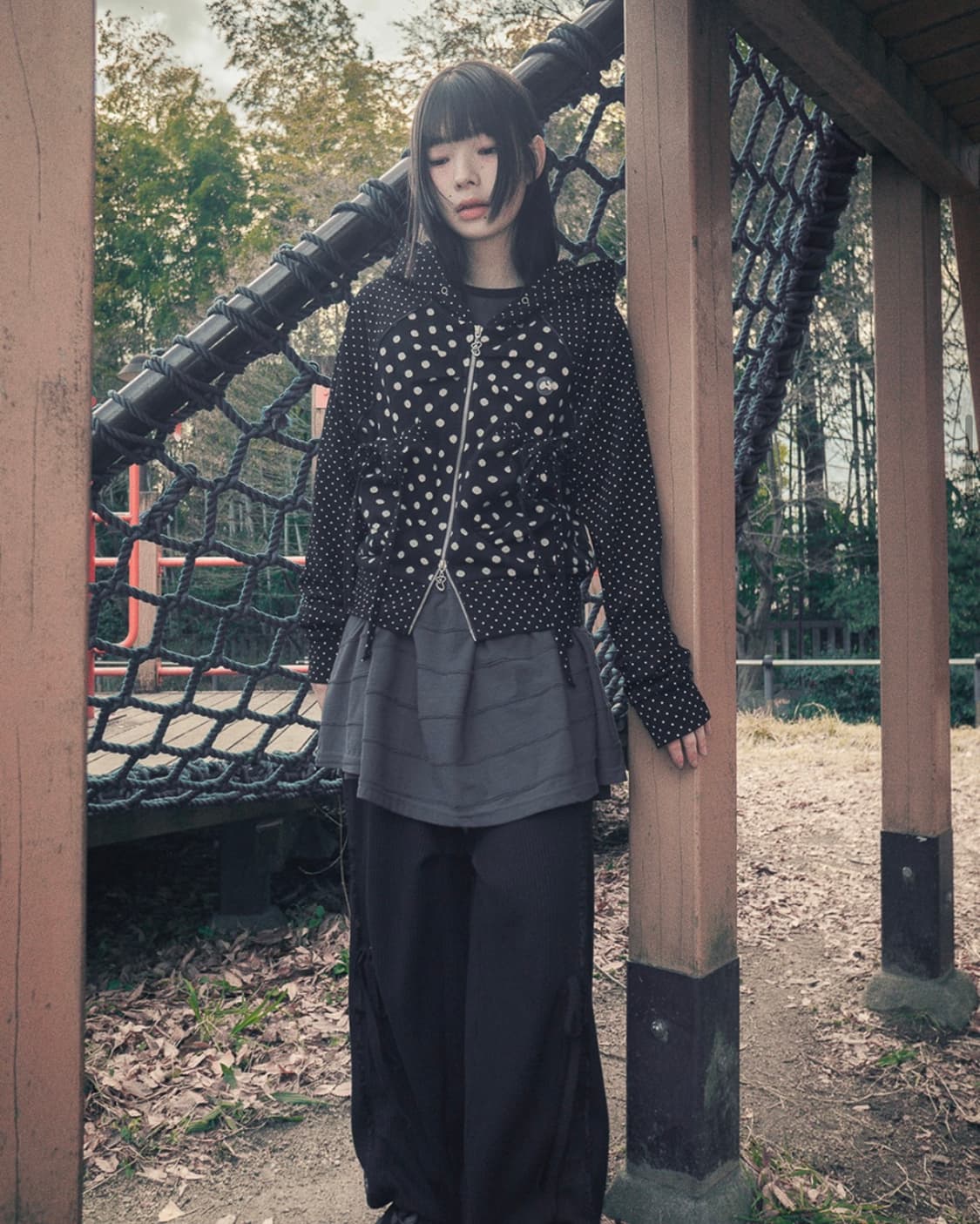 허그유어스킨 도트빅포켓후드집업 상품이미지2