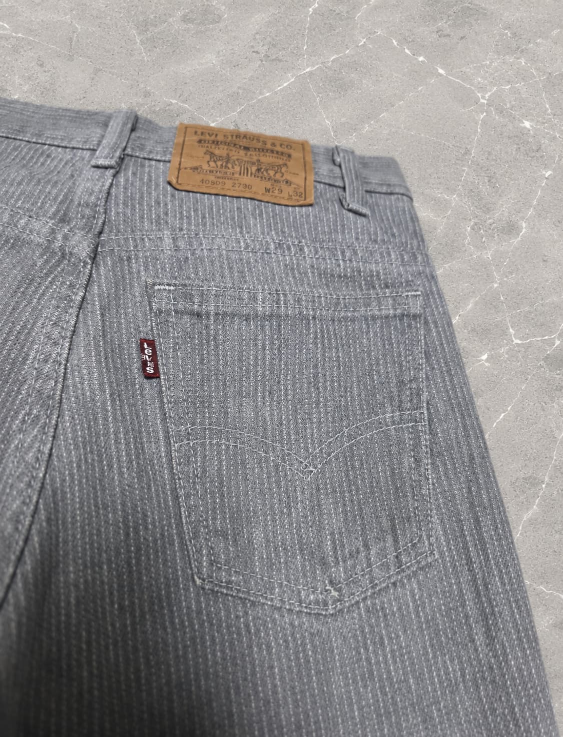 80s Levi's 40509 빈티지 그레이 스트라이프 데님 상품이미지8
