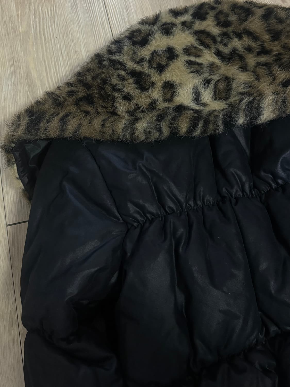 갸루 호피 레오파드 크롭 패딩 상품이미지4