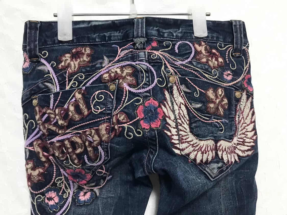 빈티지 레드페퍼 red pepper 오리엔탈 레이스 자수 데님 팬츠 상품이미지4