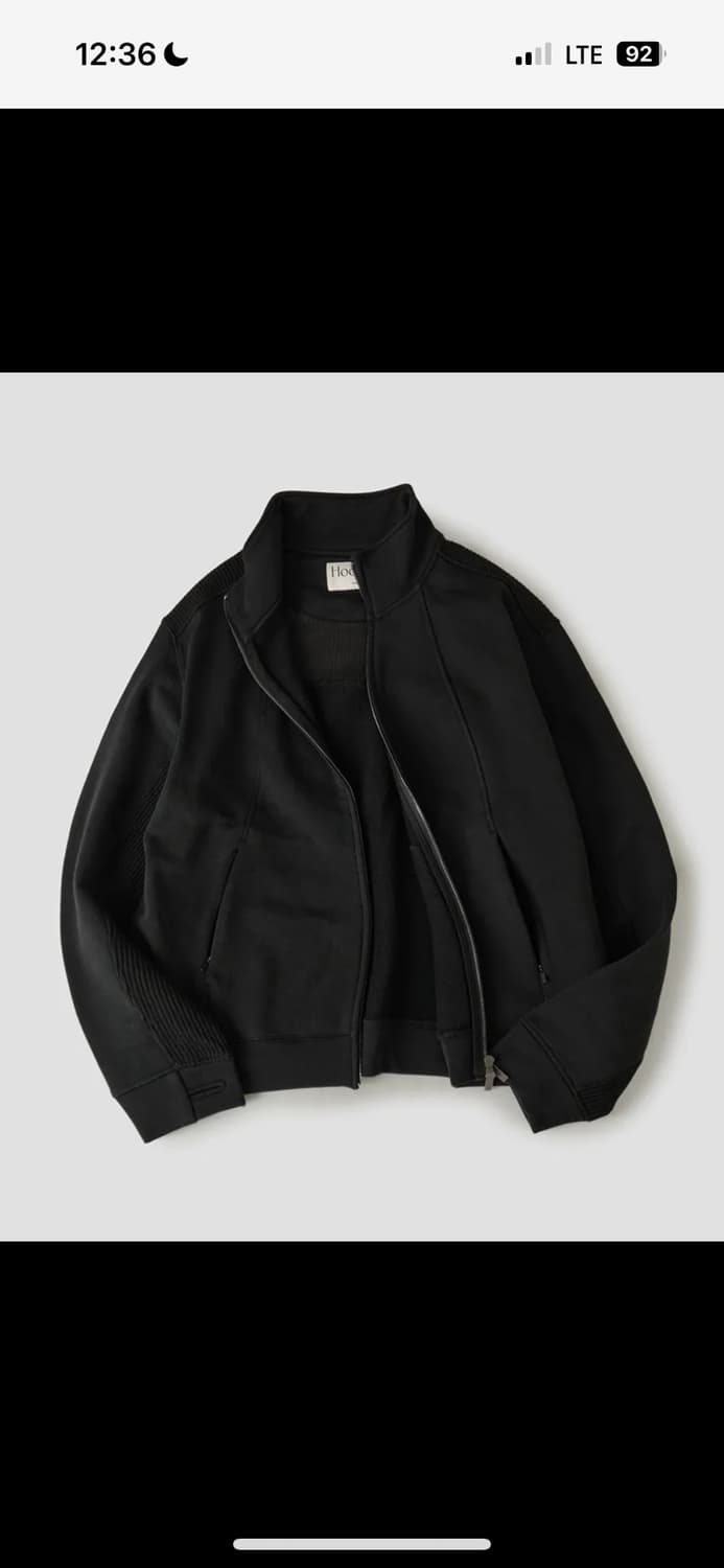 후브스 패널 믹스드 집업 져지 블랙 상품이미지1