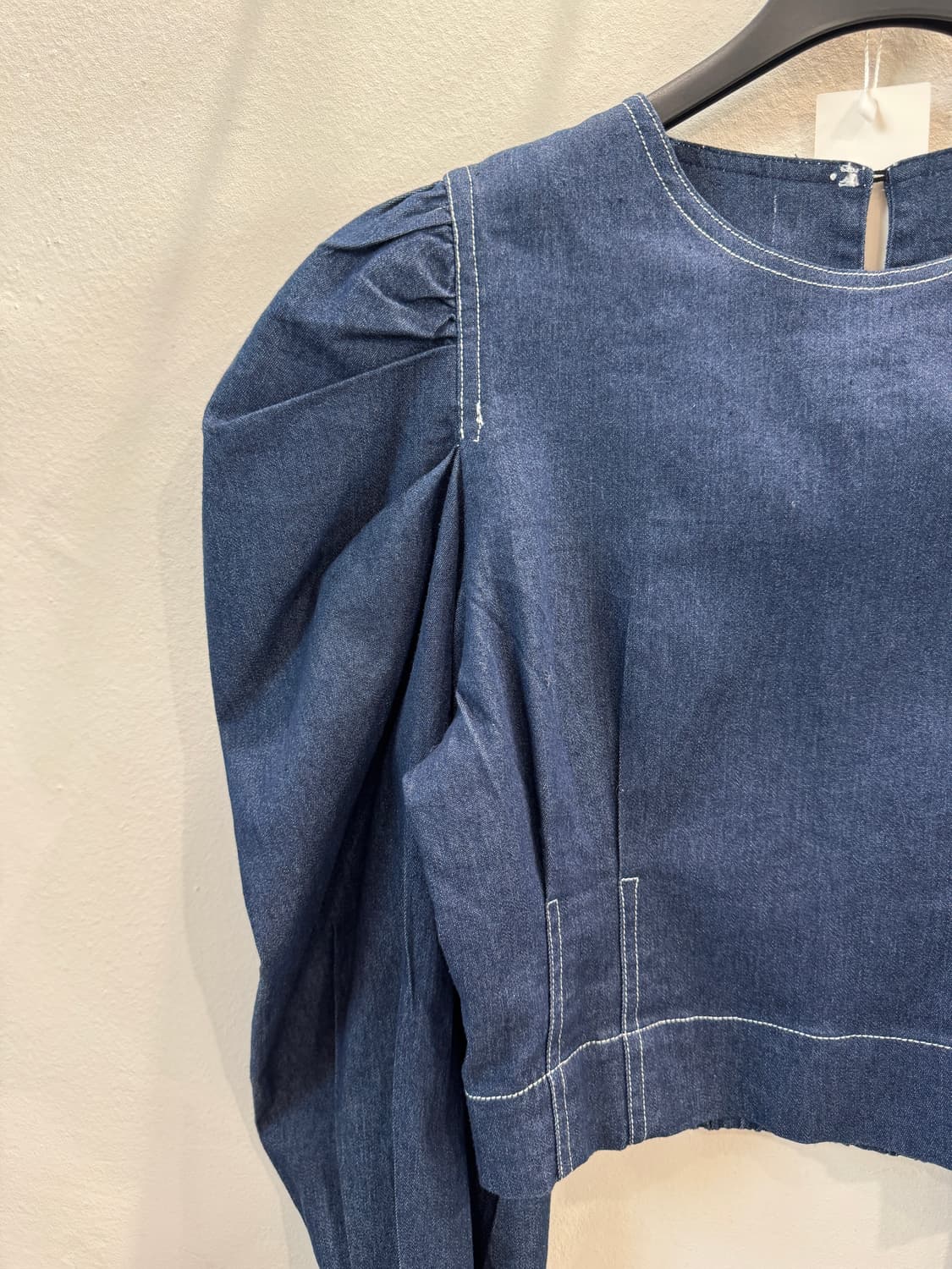 vintage 데님 퍼프소매 블라우스 상품이미지2