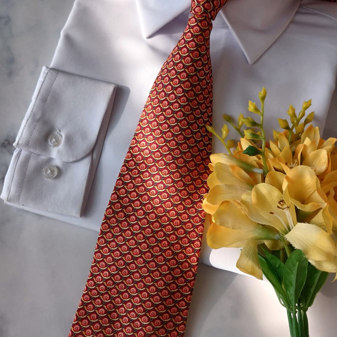 니나리치 실크 오렌지 스파이럴 패턴 넥타이 9.3cm A등급 A18878 상품이미지5