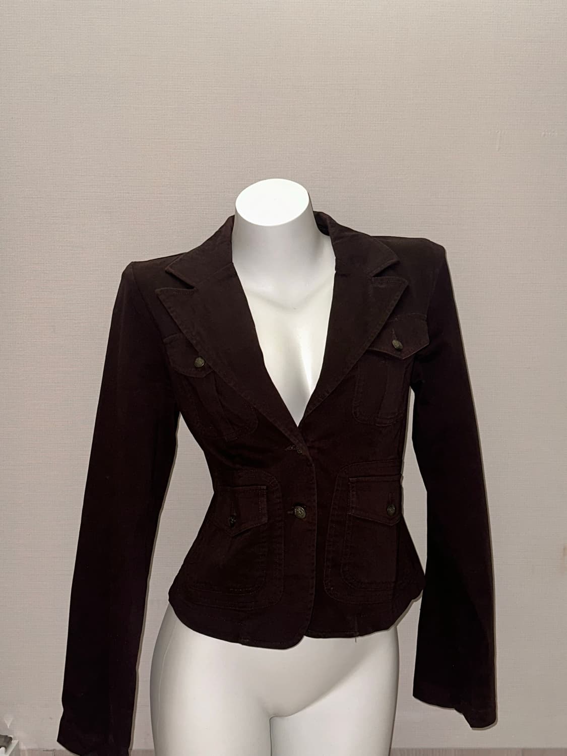 다크 브라운 포켓 슬림핏 숏 자켓 상품이미지5