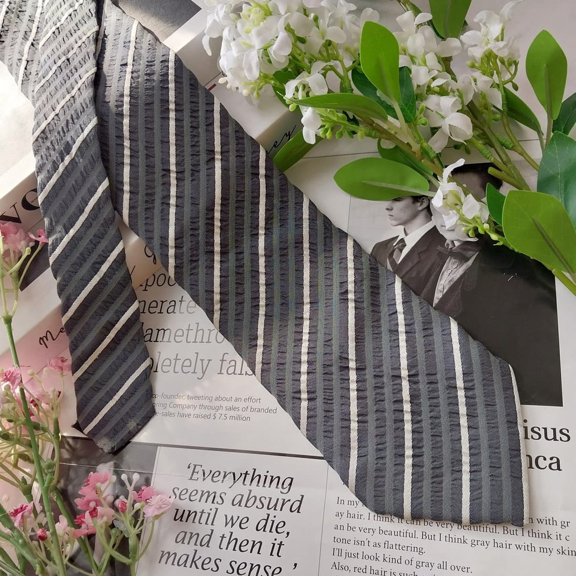 휴고보스 실크 혼방 텍스처 스트라이프 넥타이 9cm A+등급 K1844
 상품이미지4