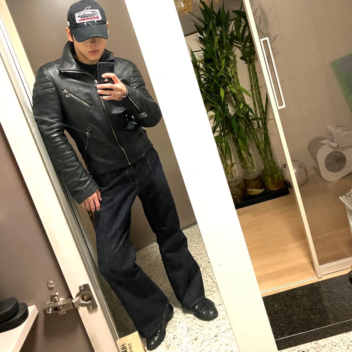 (100) 시스템옴므 램스킨 바이커 가죽자켓 상품이미지2