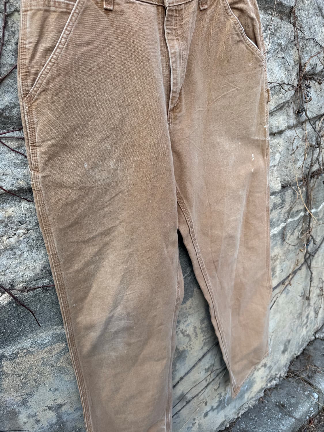 칼하트 빈티지 b11 brn 베이지 페이딩 싱글니 카펜터 워크 팬츠 상품이미지5