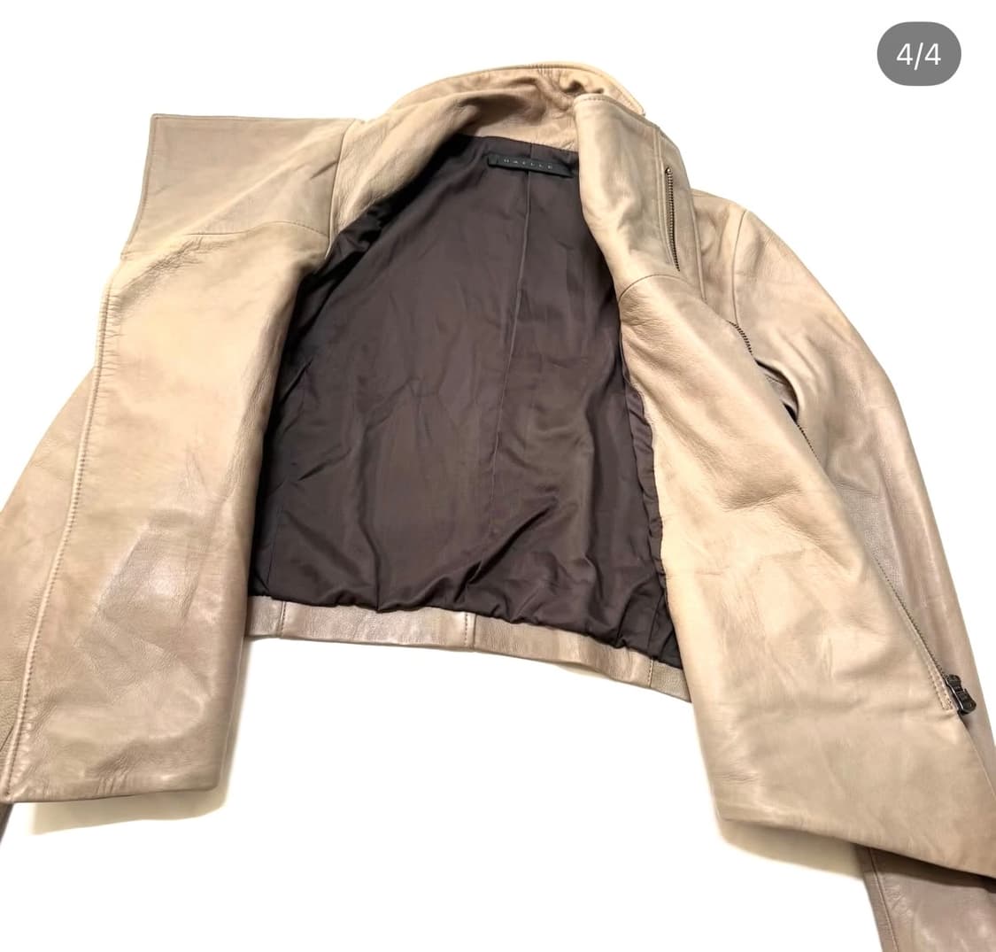 Haille - 하이넥 레더 자켓 상품이미지4