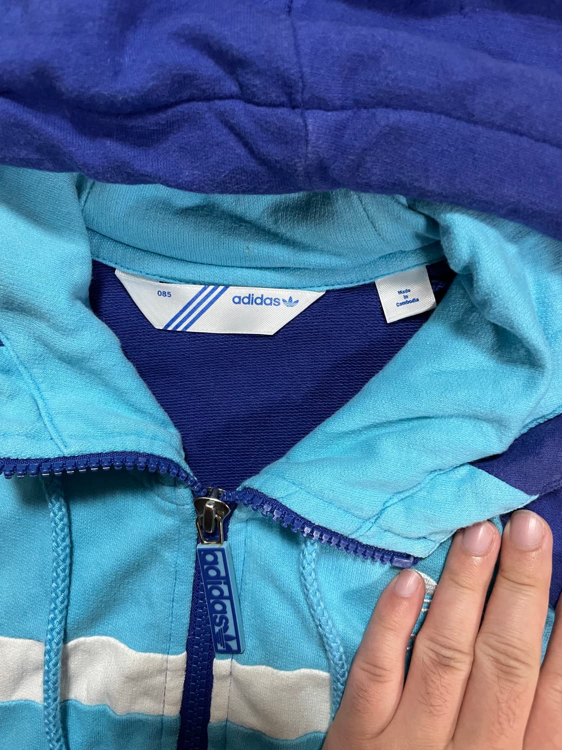 아디다스 퍼플 하늘 소라 후드집업 져지 85 대장 y2k 올드스쿨 상품이미지3