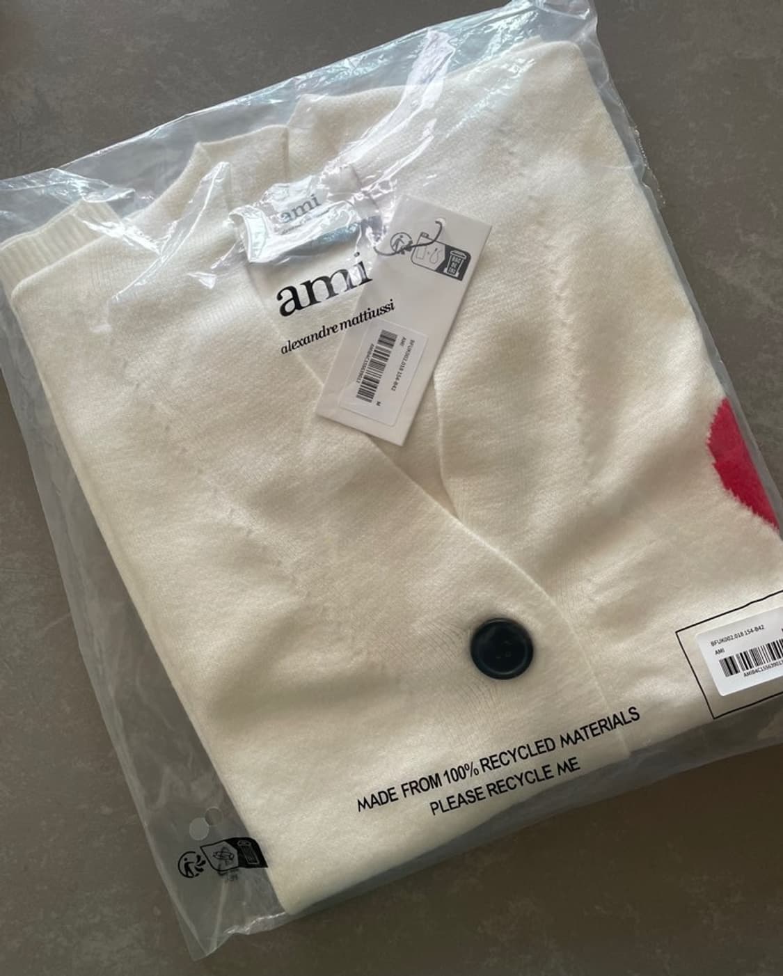 아미 빅 하트 로고 가디건 아이보리 M 새상품 상품이미지3