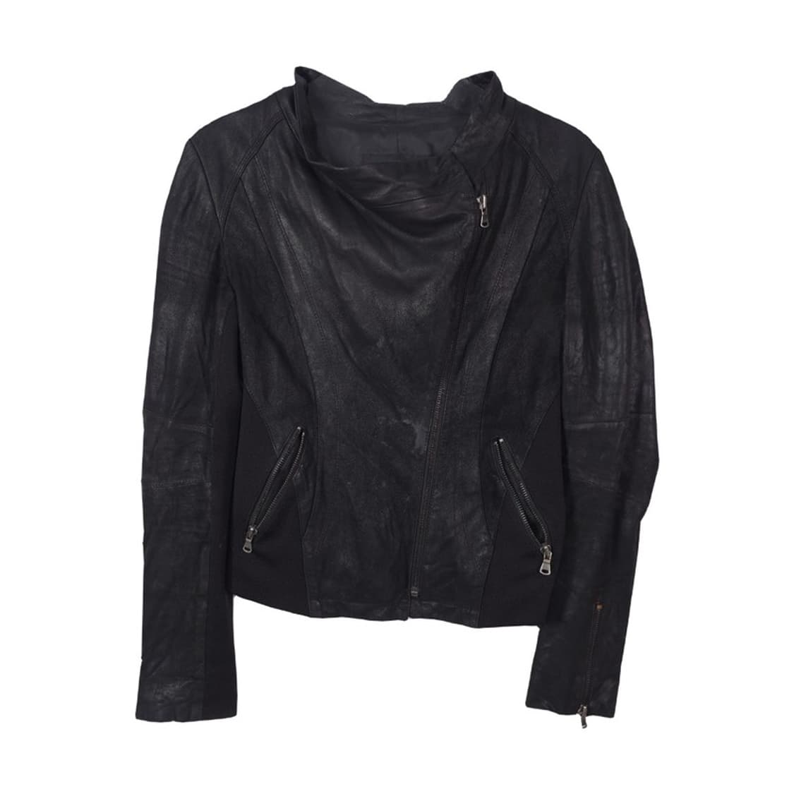 플라스틱 아일랜드 천연 염소 가죽 비대칭 라이더 자켓 M 상품이미지1