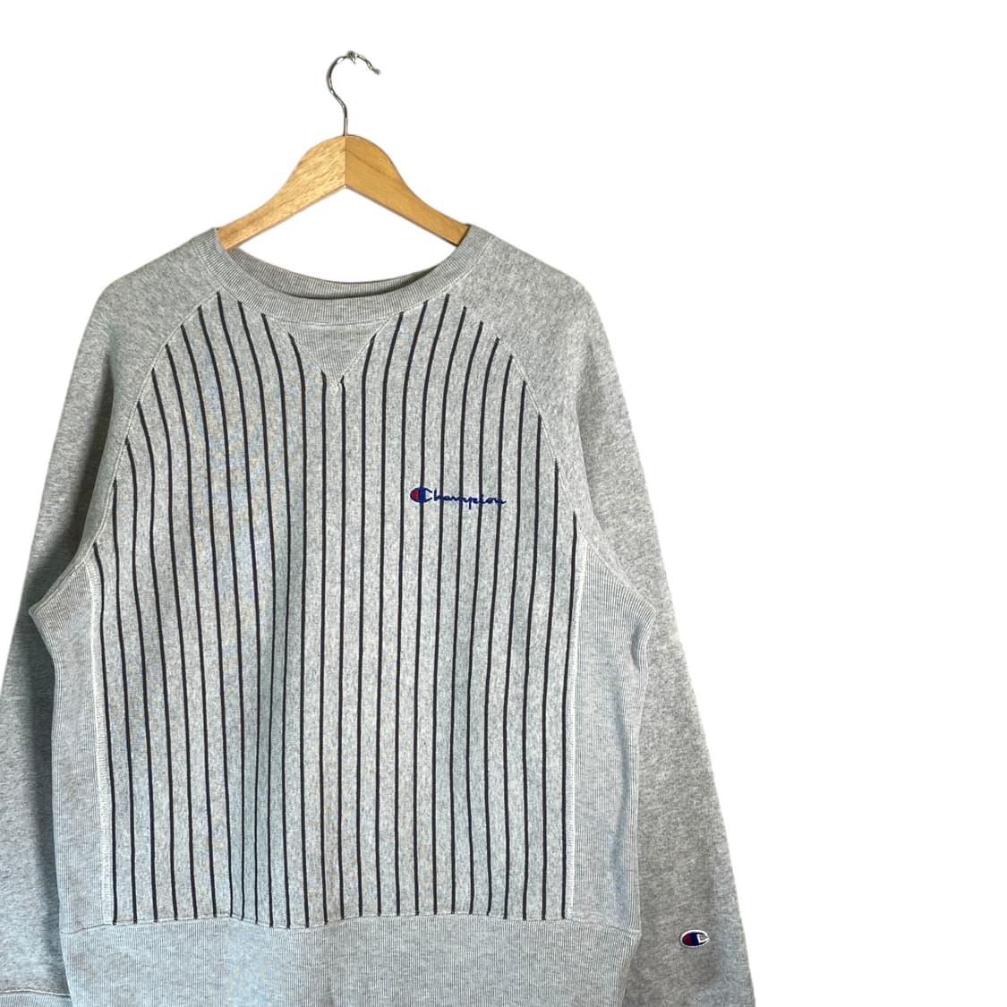 XL 챔피온 리버스위브 스트라이프 그레이 맨투맨 상품이미지1