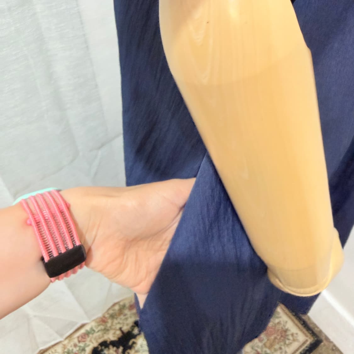 블루 바스락 나일론 반팔롱원피스 롱드레스 4667 상품이미지3